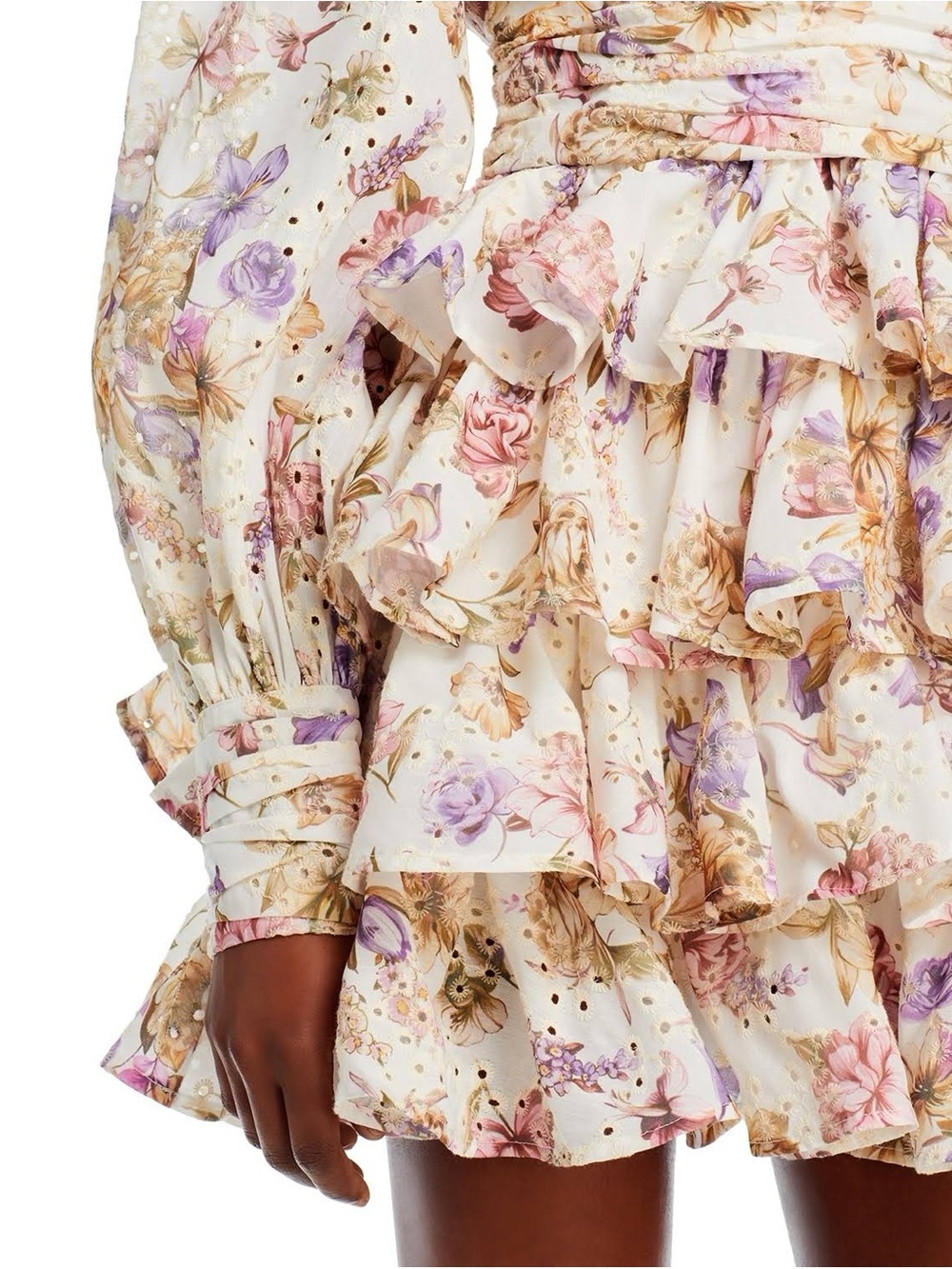 Line & Dot Floret Tiered Ruffle Floral Mini Dress Women Size M